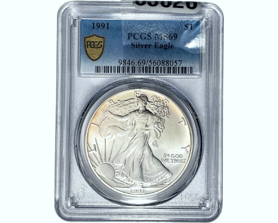 1991 $1 Silver Eagle PCGS MS69