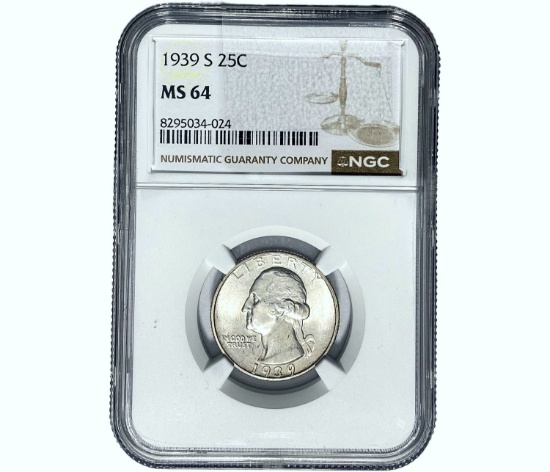 1939-S Washington Silver Quarter NGC MS64