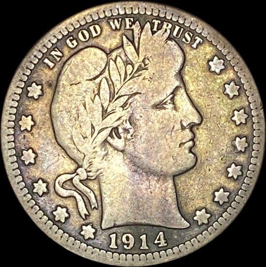 1914-S Silver Barber Quarter LIGHTLY CIRCULATED