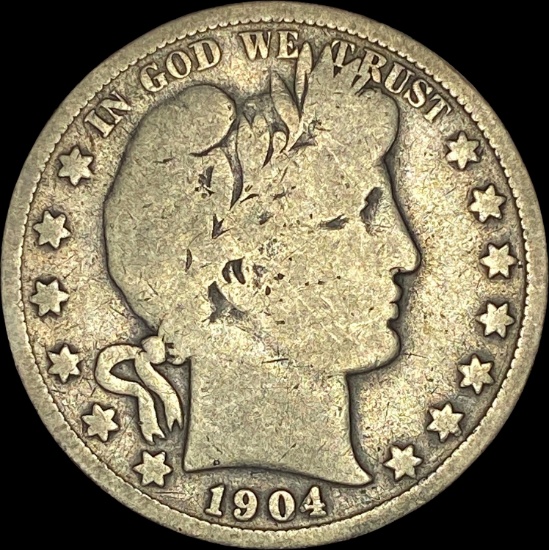 1904-S Silver Barber Half Dollar NICELY CIRCULATED