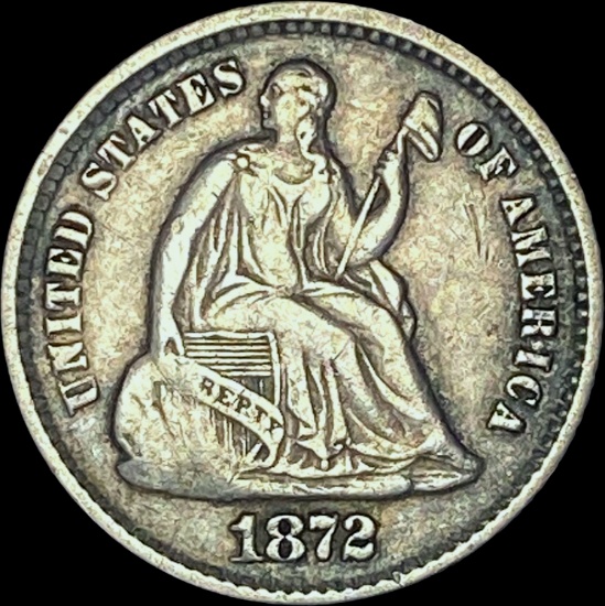 1872 Silver Half Dime CHOICE AU