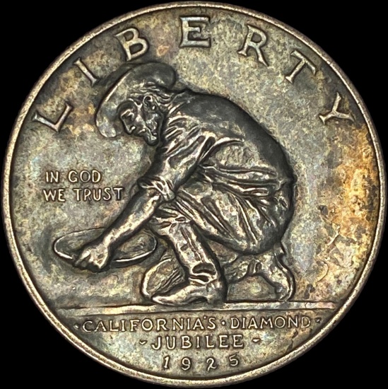 1925-S Silver California Diamond Jubilee Half Dollar NEARLY UNCIRCULATED