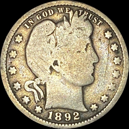 1892 Silver Barber Quarter NICELY CIRCULATED