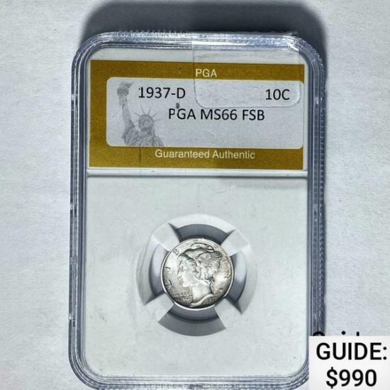 1937-D 10C Mercury PGA MS66 FSB