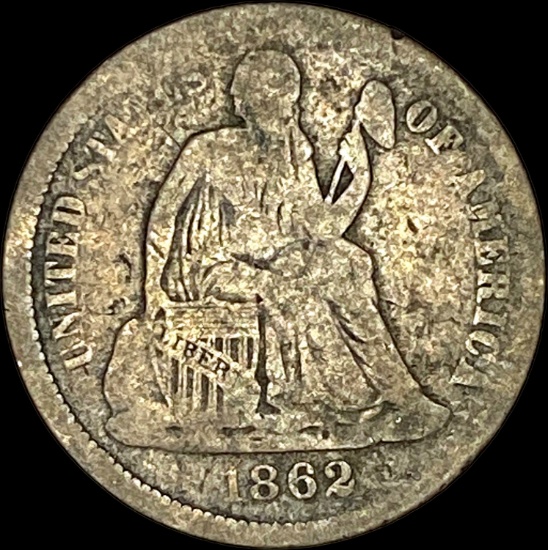 1862-S Silver Seated Liberty Dime NICELY CIRCULATED