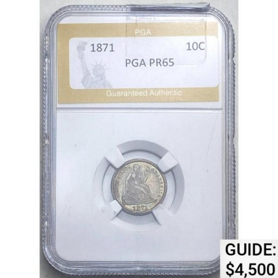 1871 10C Seated Liberty PGA PR65