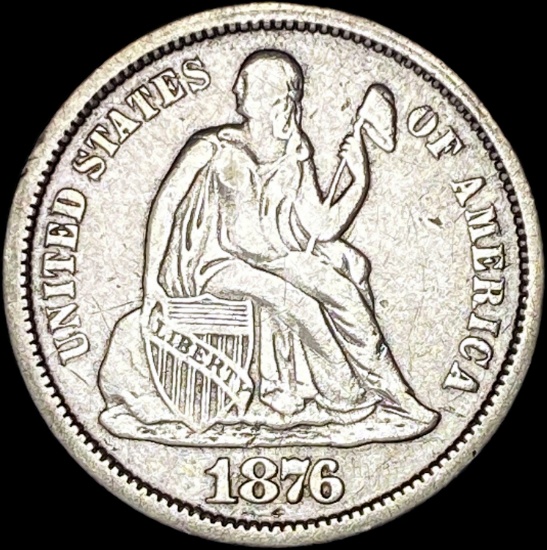 1876-CC Silver Seated Liberty Dime CLOSELY UNCIRCULATED