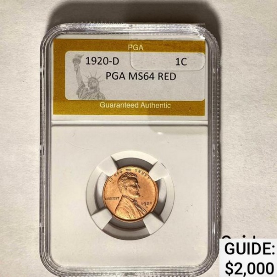 1920-D 1C Lincoln Wheat PGA MS64 RED