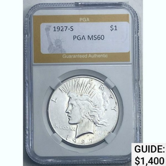 1927-S Peace Dollar PGA MS60 SILVER