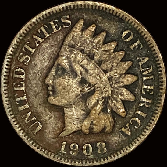 1908-S Indian Head Cent LIGHTLY CIRCULATED