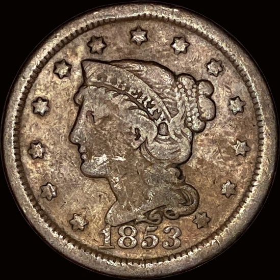 1853 Braided Hair Large Cent NICELY CIRCULATED