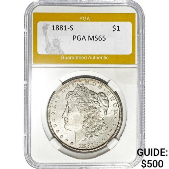 1881-S Morgan Dollar PGA MS65 SILVER