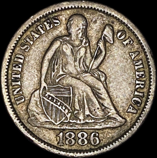 1886 Seated Liberty Dime NEARLY UNCIRCULATED