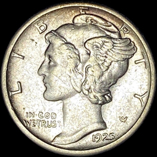 1925-S Silver Mercury Dime NEARLY UNCIRCULATED