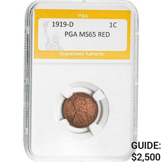 1919-D 1C Lincoln Wheat PGA MS65 RED