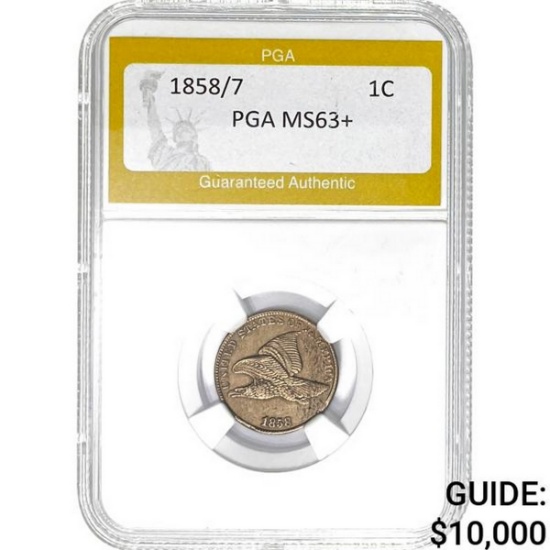 1858/7 1C Flying Eagle Cent PGA MS63+
