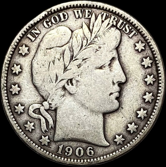 1906-S Silver Barber Half Dollar LIGHTLY CIRCULATED