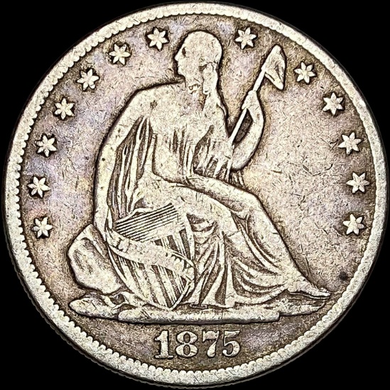 1875 Seated Liberty Half Dollar LIGHTLY CIRCULATED