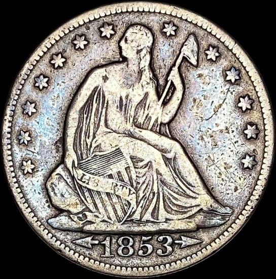 1853 Arrows Seated Liberty Half Dollar LIGHTLY CIRCULATED