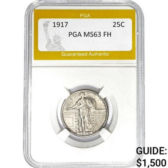 1917 25C Standing Liberty PGA MS63 FH