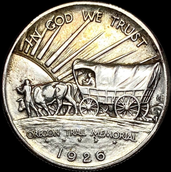 1926 Silver Oregon Trail Memorial Half Dollar CLOSELY UNCIRCULATED
