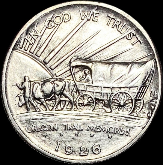 1926-S Silver Oregon Trail Half Dollar CLOSELY UNCIRCULATED