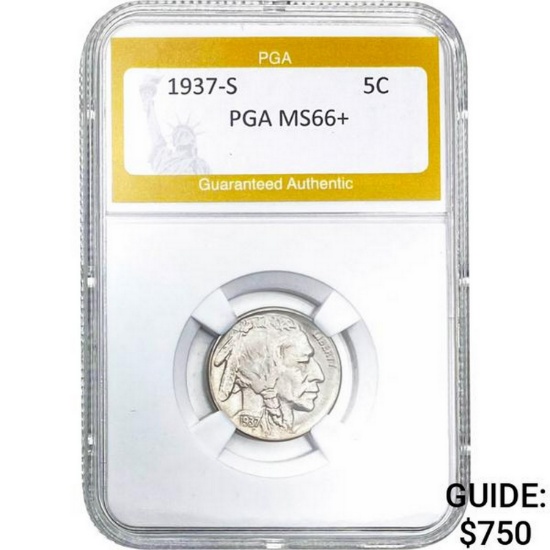 1937-S Buffalo Nickel PGA MS66+
