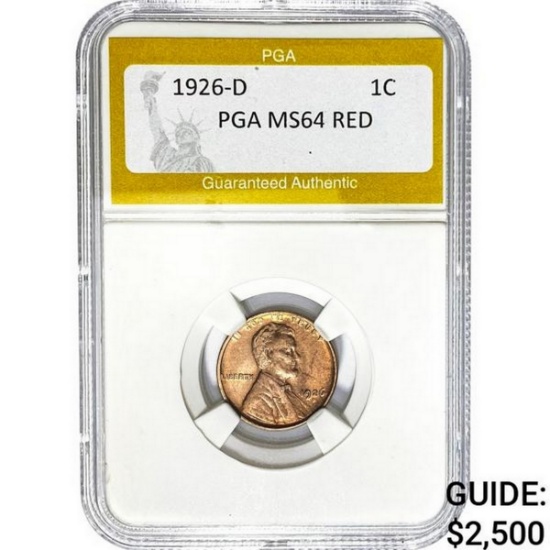 1926-D Lincoln Wheat Cent PGA RED MS64