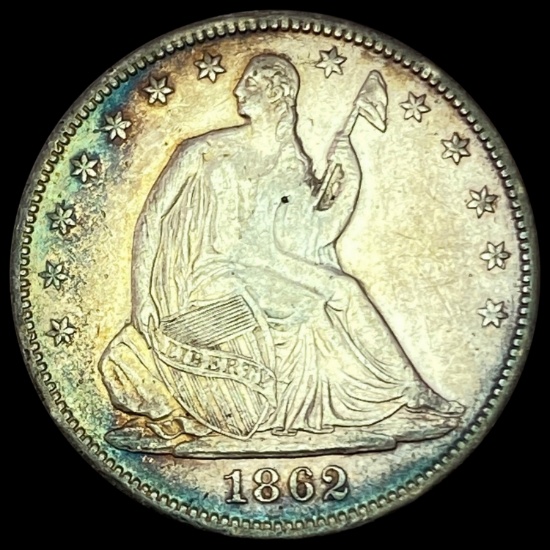 1862-S Seated Liberty Half Dollar NEARLY UNCIRCULA NEARLY UNCIRCULATED