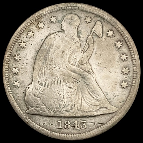 1843 Seated Liberty Dollar NEARLY UNCIRCULATED