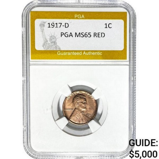 1917-D Lincoln Wheat Cent PGA MS65 RED