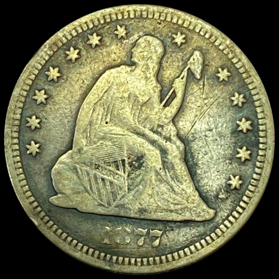 1877-CC Seated Liberty Quarter LIGHTLY CIRCULATED
