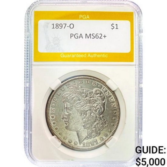1897-O Morgan Dollar PGA MS62+ SILVER