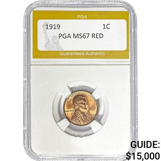 1919 1C Lincoln Wheat  PGA MS67 RED
