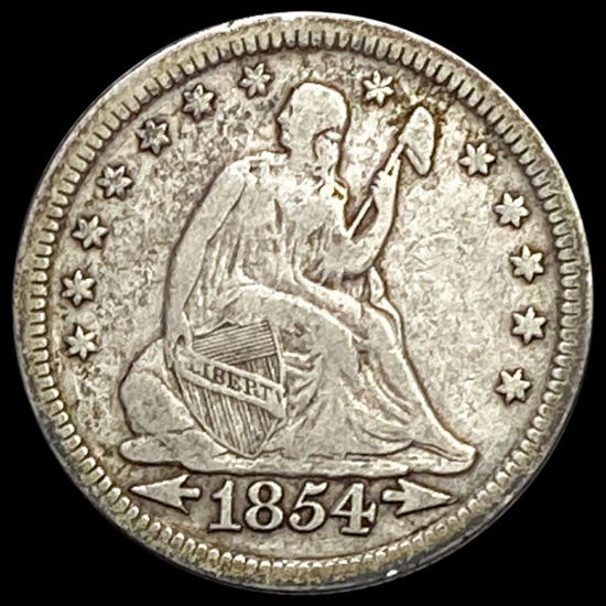 1854 Arrows Seated Liberty Quarter LIGHTLY CIRCULATED