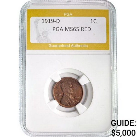 1919-D 1C Lincoln Wheat PGA MS65 RED