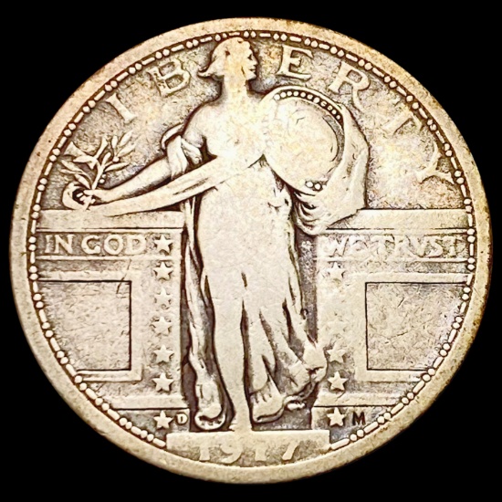 1917-D T1 Standing Liberty Quarter NICELY CIRCULATED