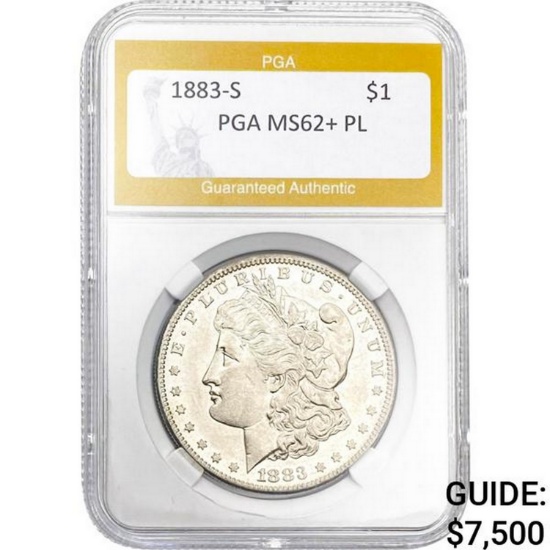 1883-S Morgan Dollar PGA MS62+ PL SILVER