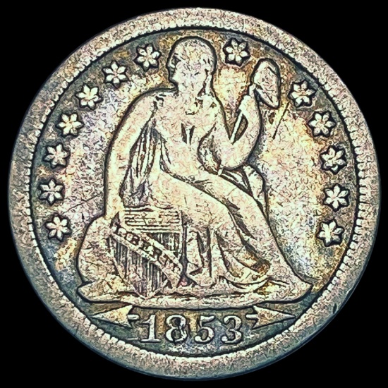 1853 Arrows Seated Liberty Dime LIGHTLY CIRCULATED