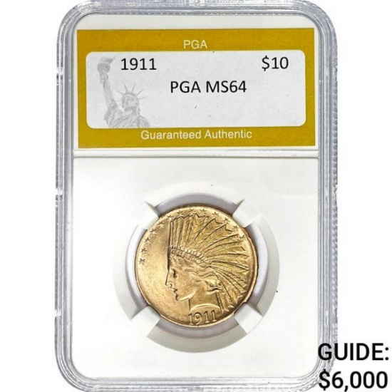 1911 $10 Indian Head Eagle PGA MS64