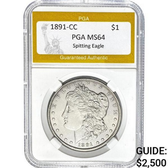 1891-CC Morgan Dollar PGA MS64Spitting Eagle SILVER