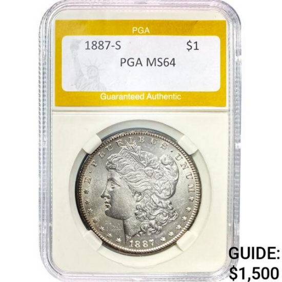 1887-S Morgan Dollar PGA MS64 SILVER