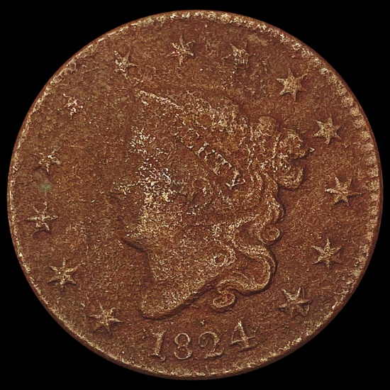 1824 Coronet Head Large Cent NICELY CIRCULATED