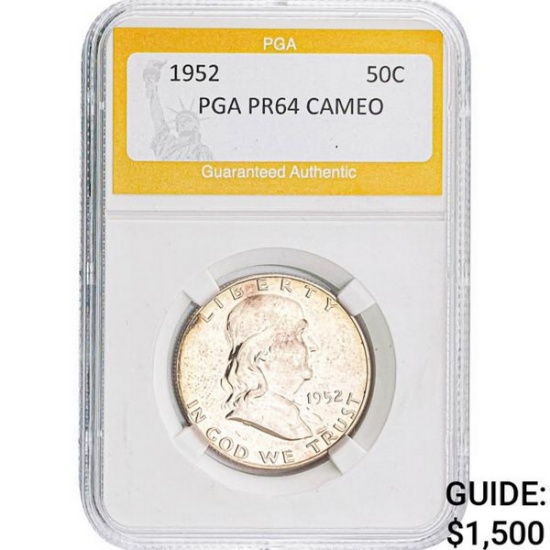 1952 50C Franklin Half Dollar PGA PR64 CAMEO