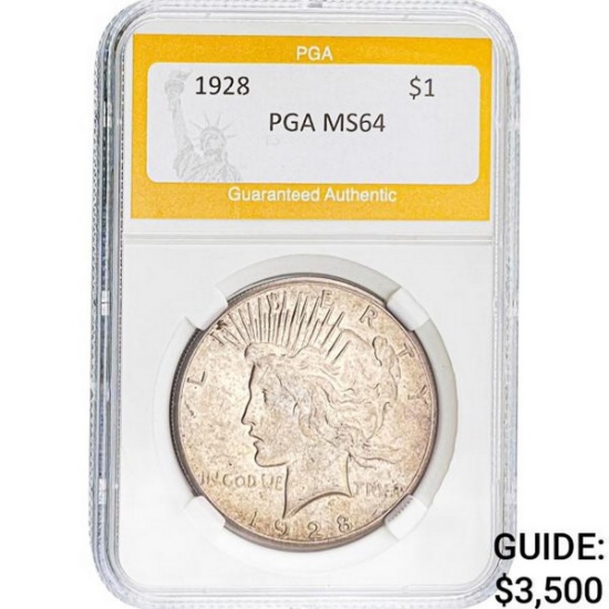 1928 Peace Dollar PGA MS64 SILVER
