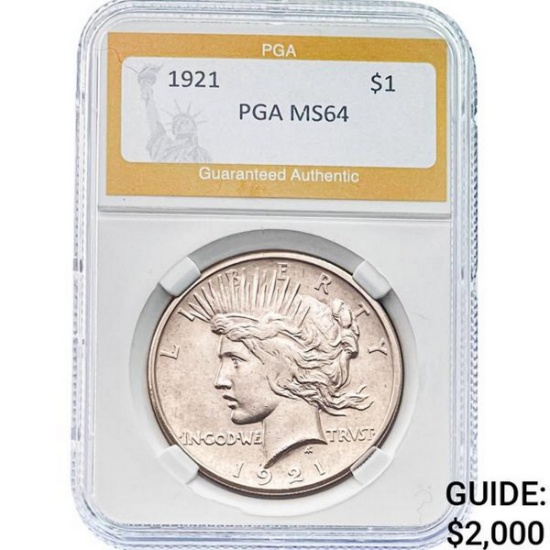 1921 Peace Dollar PGA MS64 SILVER
