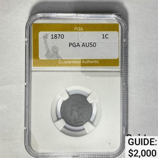 1870 1C Indian Head PGA AU50
