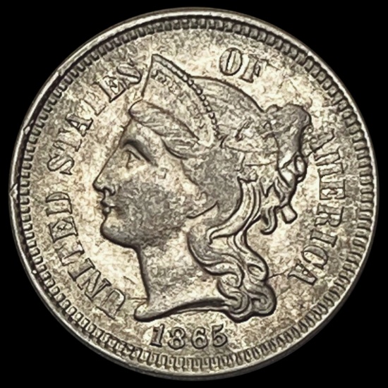 1865 Nickel Three Cent CLOSELY UNCIRCULATED