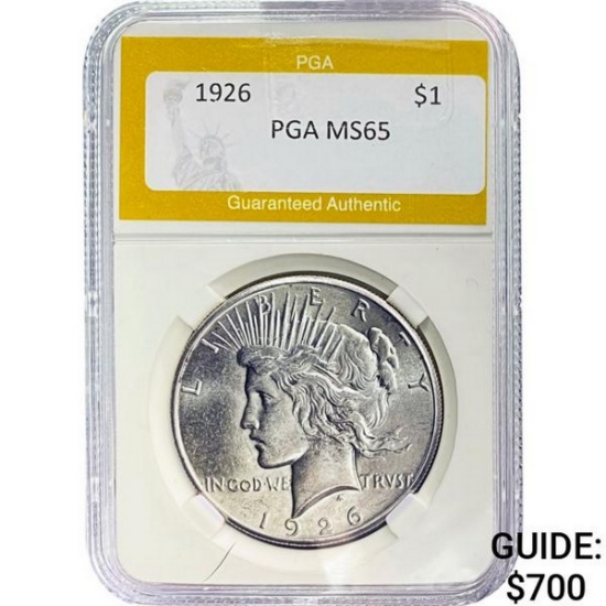 1926 Peace Dollar PGA MS65 SILVER