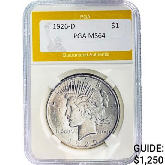 1926-D Peace Dollar PGA MS64 SILVER